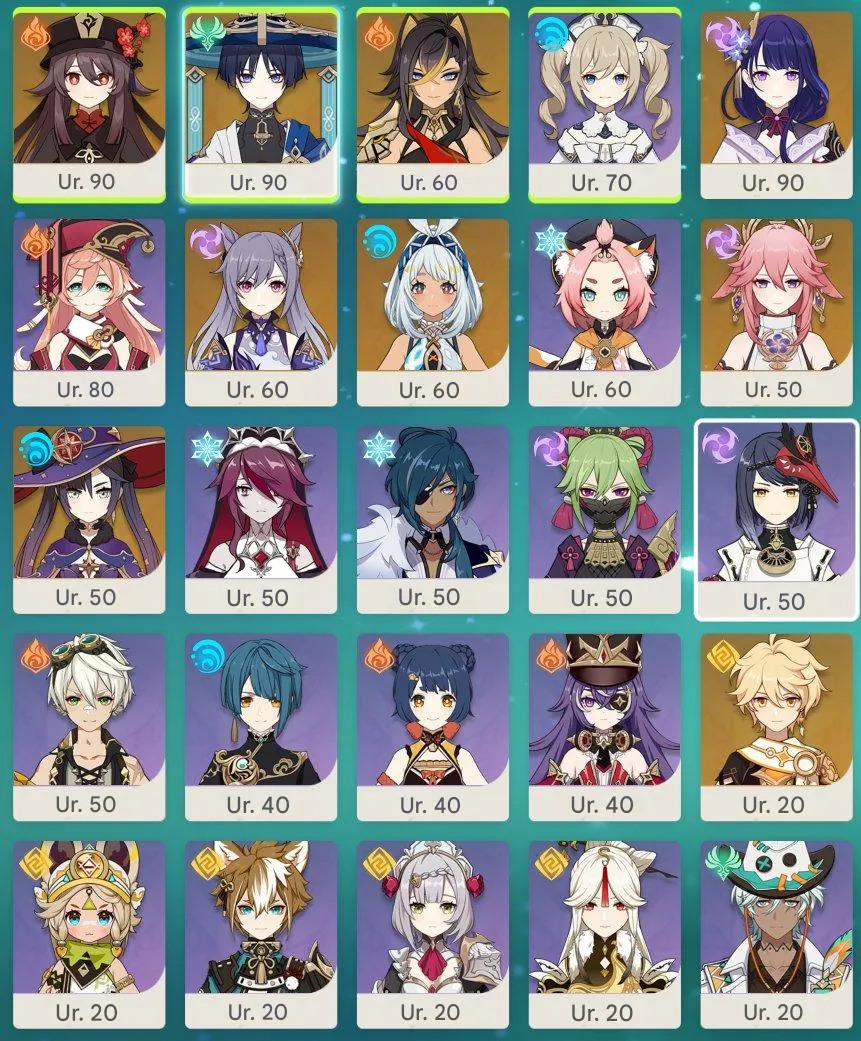 GI1405 C0 Hu Tao, C0 Raiden with R1 Engulfing Lightning, C0 Wanderer, C0 Yae Miko, C1 Dehya, C3 Keqing, Mona, Mualani, 14 Five-Star, AR55 